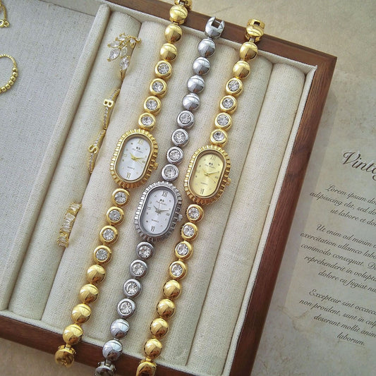 Classic Two-Tone Crystal Women’s Watch Set