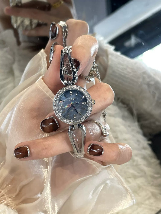 Crystal-Embellished Women’s Watch with Iridescent Dial